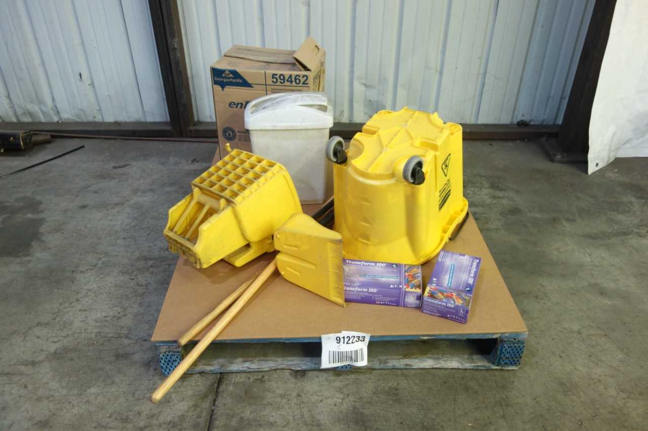 PALLET OF ASSORTED SANITARY SUPPLIES - HAND TOOLS