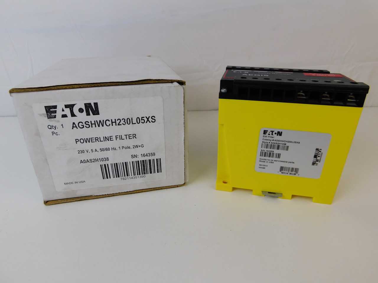 Quantity 1 of Eaton AGSHWCH230L05XS SPD Powerline Filter 5A 230V - ELECTRICAL COMPONENTS