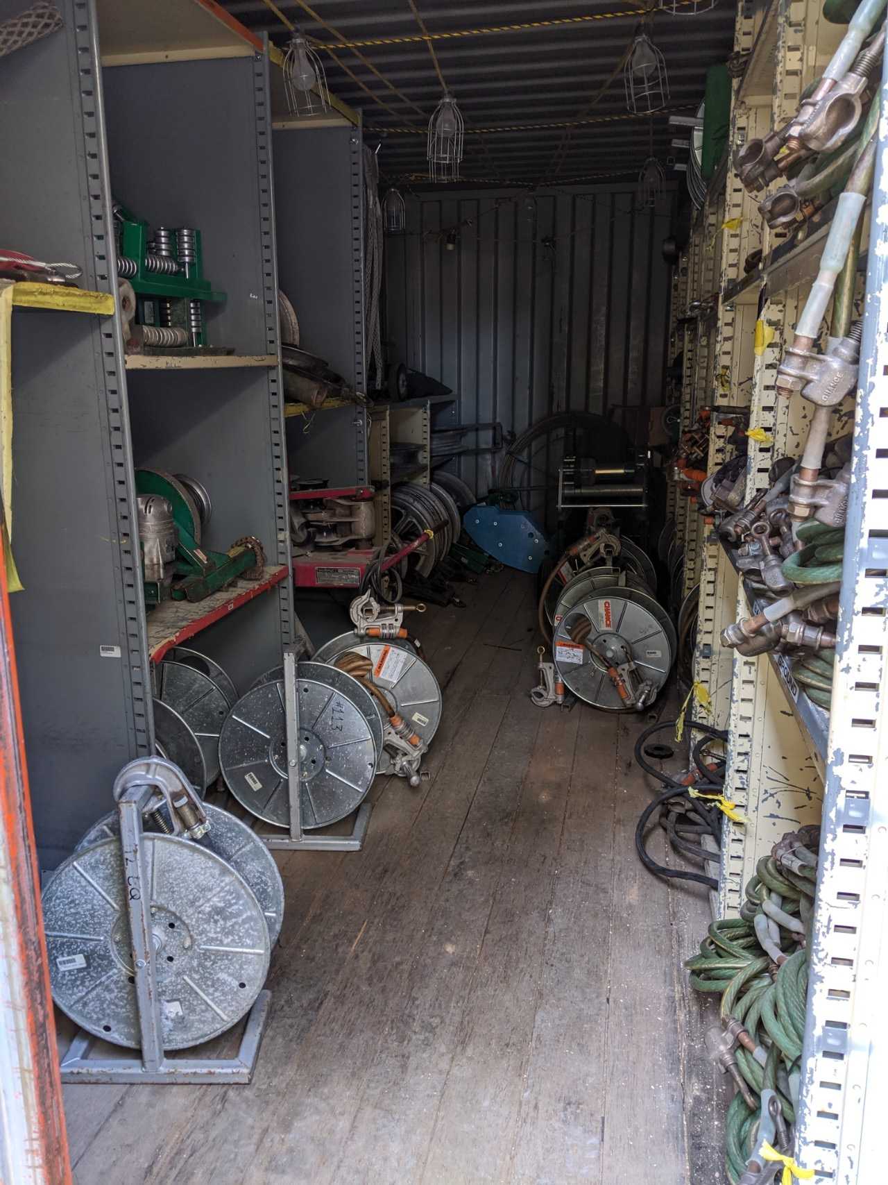 Contents of Conex - conduit benders, cable pullers, grounding clamps, hose reels - ELECTRIC POWER TOOLS Contents of Conex - conduit benders, cable pullers, grounding clamps, hose reels - ELECTRIC POWER TOOLS