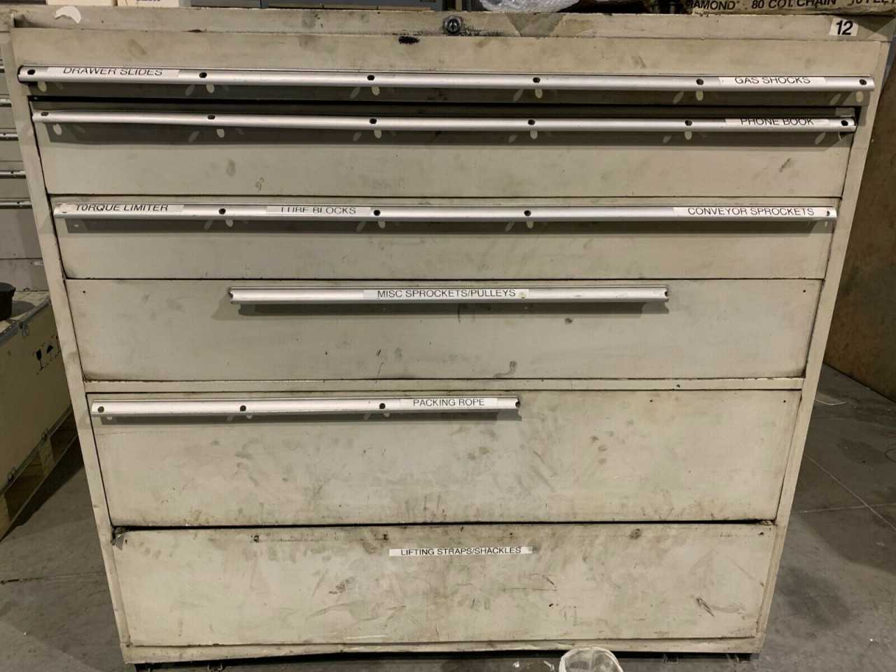 Used Stanley Vidmar style 6 Drawer cabinet tool parts storage 54 Tall 56 WIDE - MISCELLANEOUS