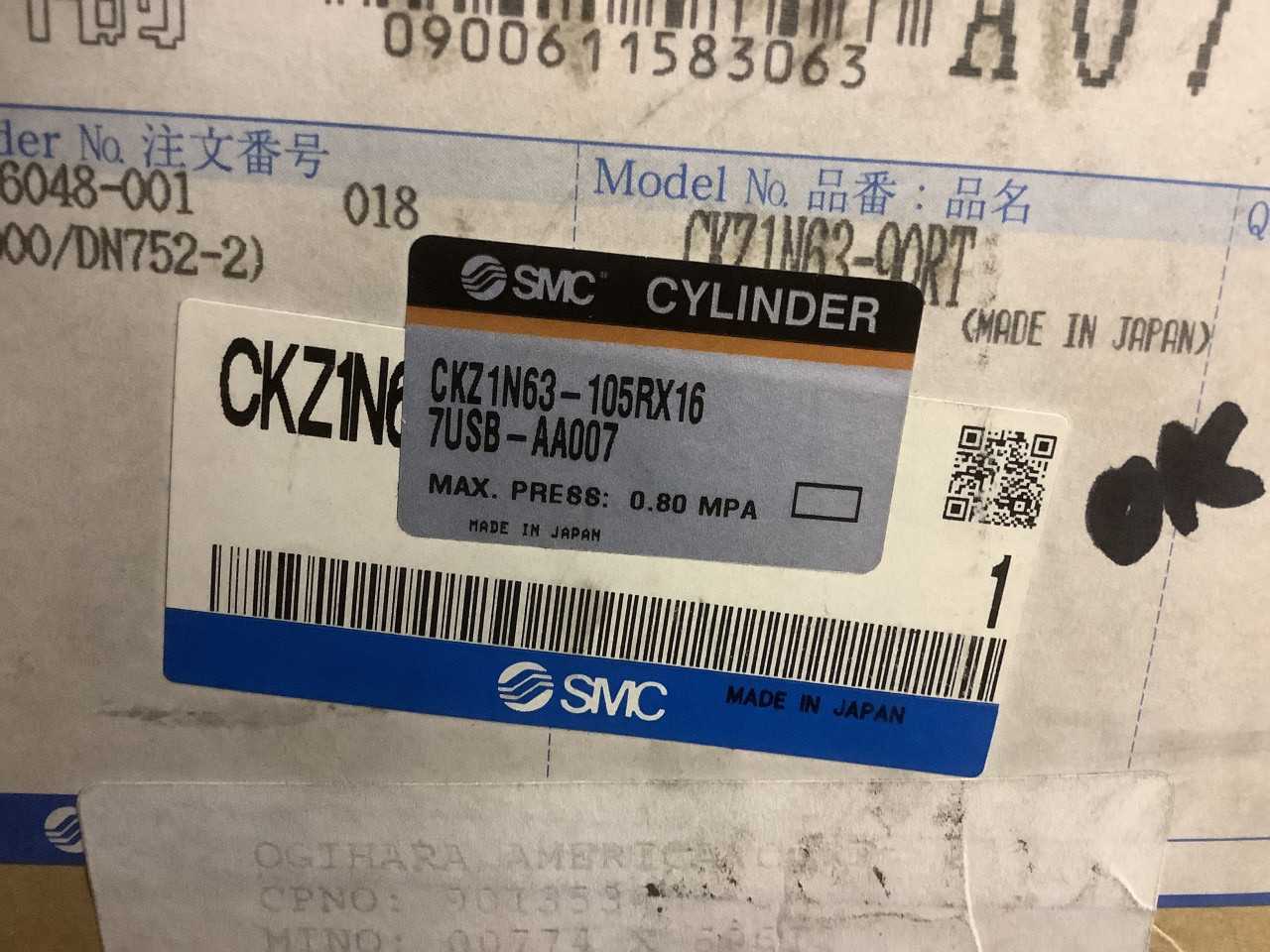 SMC CKZ1N63-105RX167USB-AA007 Pneumatic Slim Line Clamp Cylinder - INDUSTRIAL PARTS