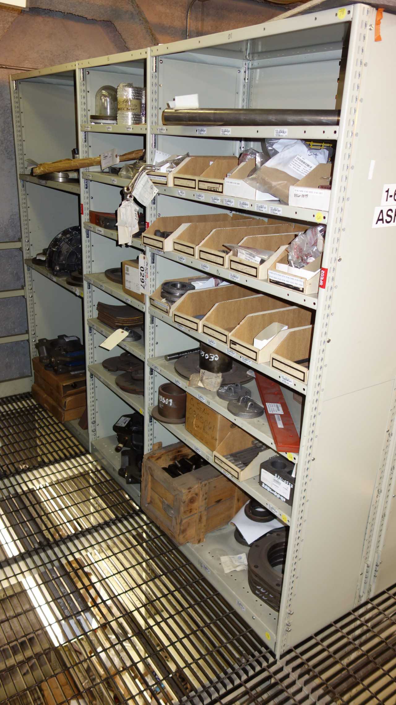 CONTENTS OF 3 SHELF COLUMNS, ASSORTED MRO - SHELVING
