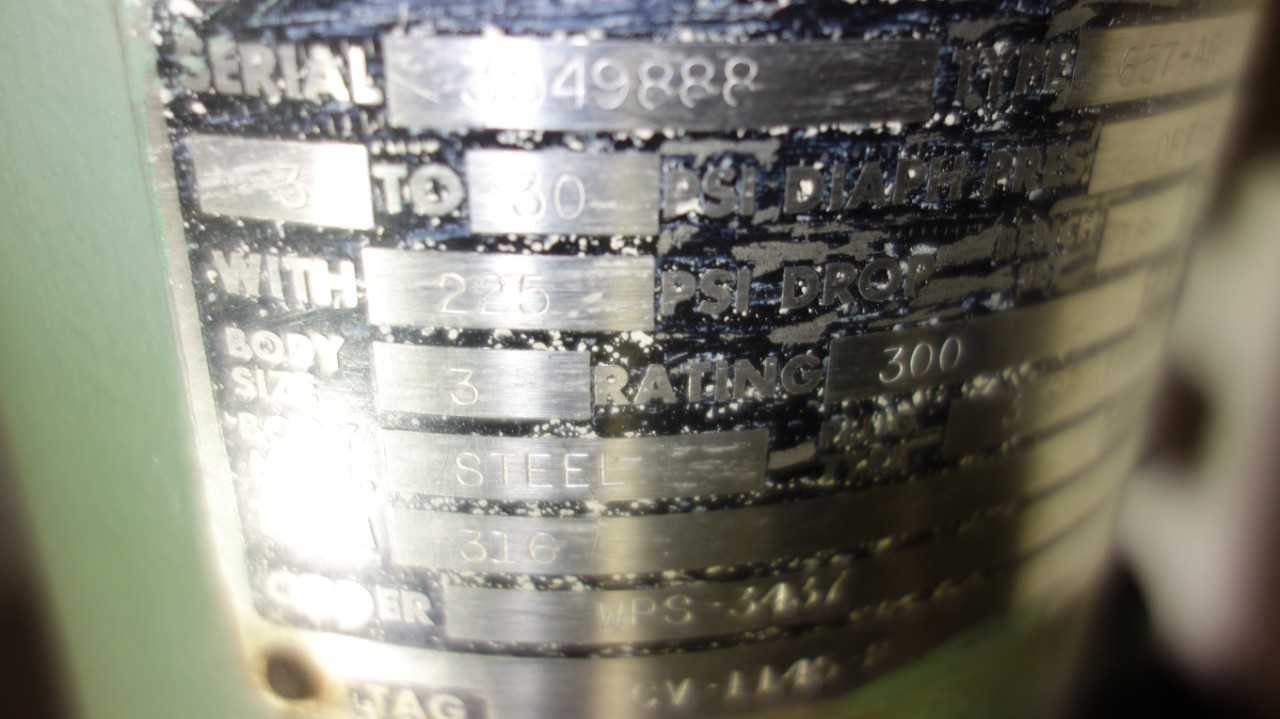 FISHER 657-AR 3IN STEEL CONTROL VALVE - CONTROL VALVE