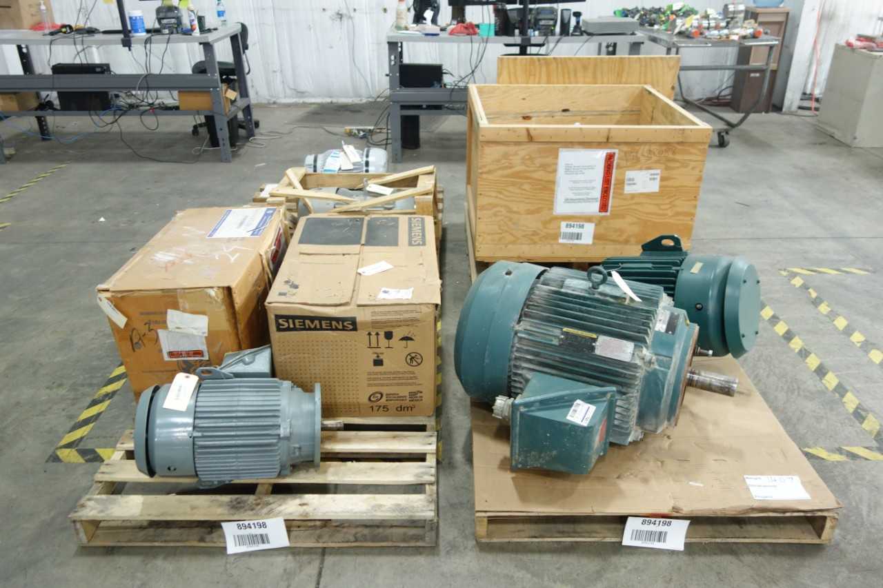4 PALLETS OF ASSORTED AC/DC ELECTRIC MOTORS - ELECTRIC MOTORS
