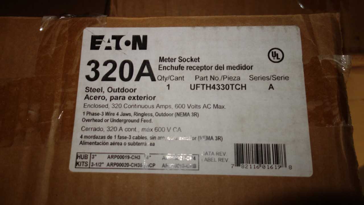 LOT OF 3 EATON UFTH7330TGH 320A 600V-AC METER SOCKET PANELS - CIRCUIT BREAKERS