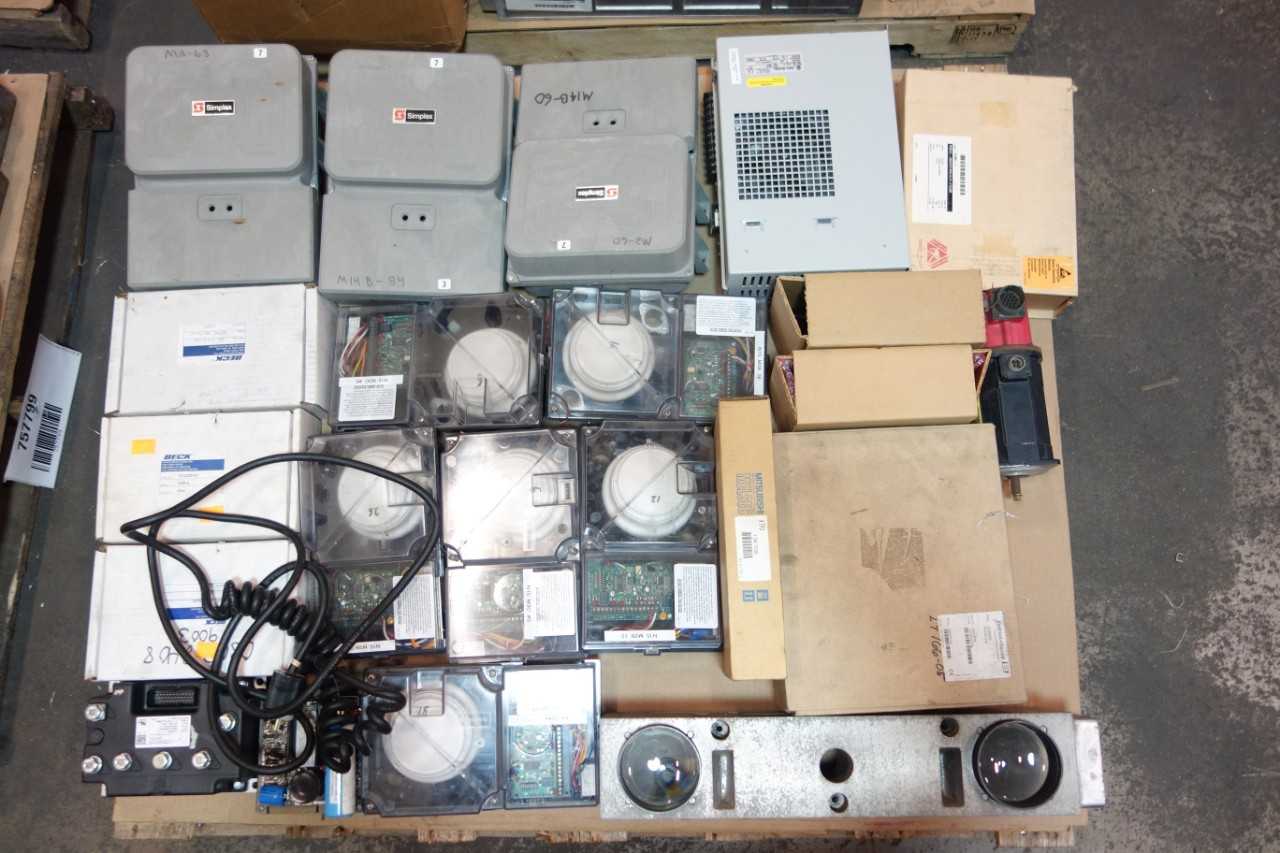 4 PALLETS OF ASSORTED ELECTRICAL AUTOMATION, CONTROLLER CONTROLS, SERVO MOTOR, CODE SCANNER, SMOKE DETECTOR, CIRCUIT BOARDS,INTERFACE PANEL, MOTOR DRIVE - AUTOMATION & CONTROLS