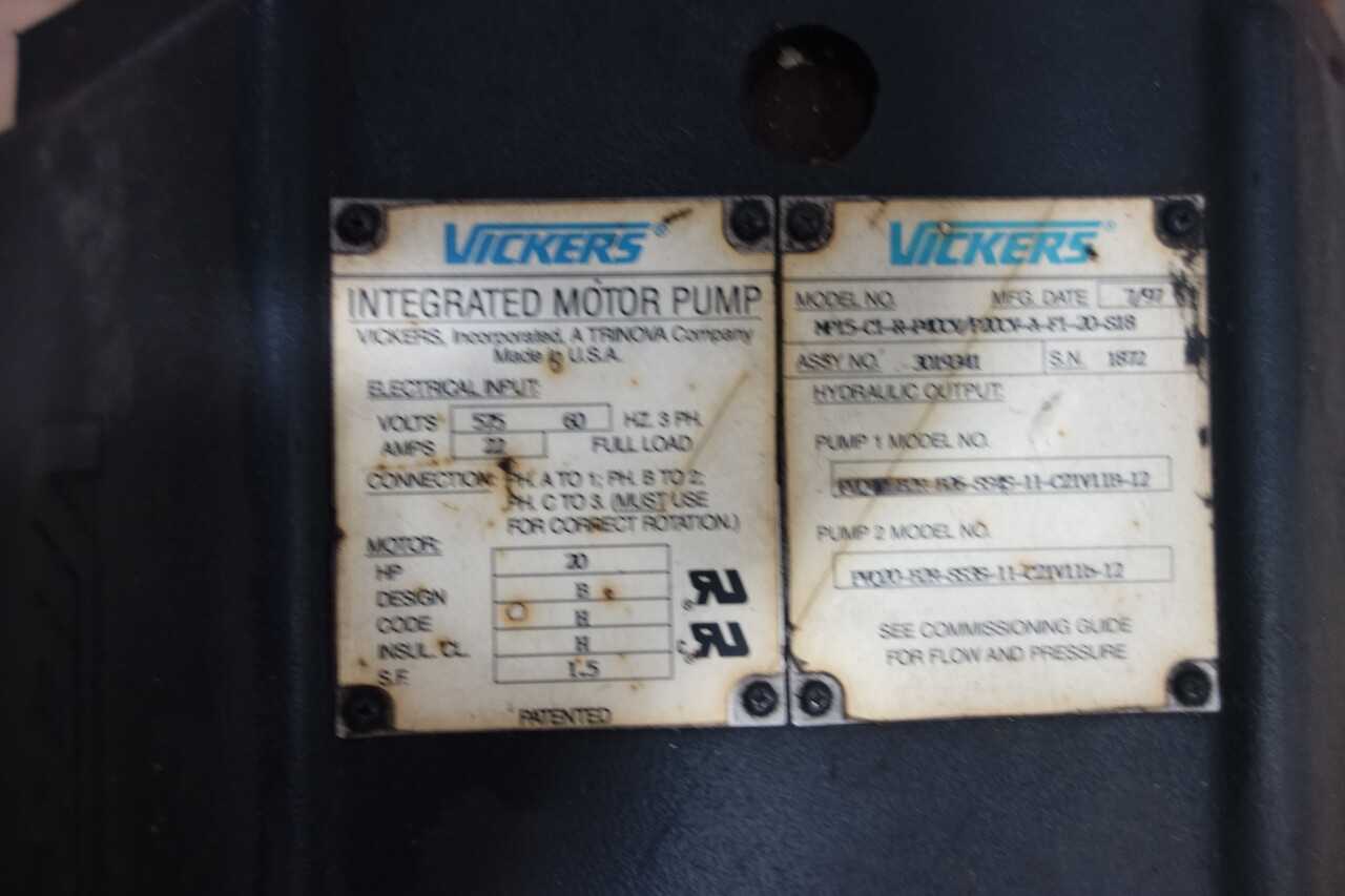 LOT OF 2 VICKERS INTEGRATED MOTOR PUMPS - ELECTRIC MOTORS