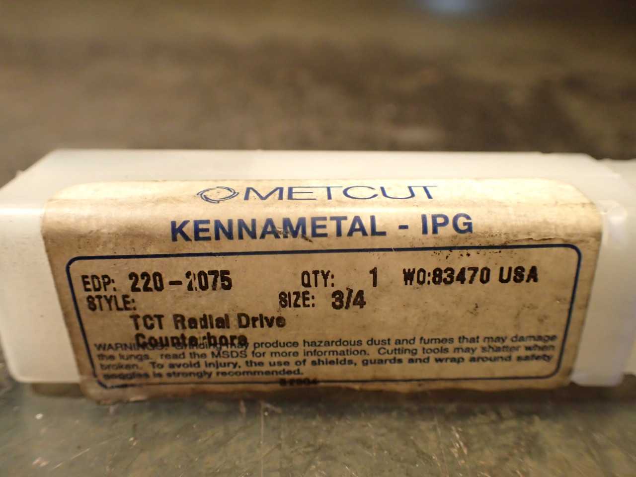 Metcut 220-2075 3/4" Tungsten Carbide Tipped Radial Twist Drive RB Counterbore - MACHINE TOOLING
