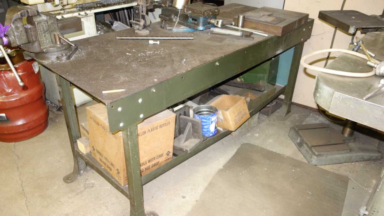PROFESSIONAL STEEL METALWORKING TABLE WITH CONTENTS (ATTACHED VISE IS NOT INCLUDED) - PLANT & FACILITY