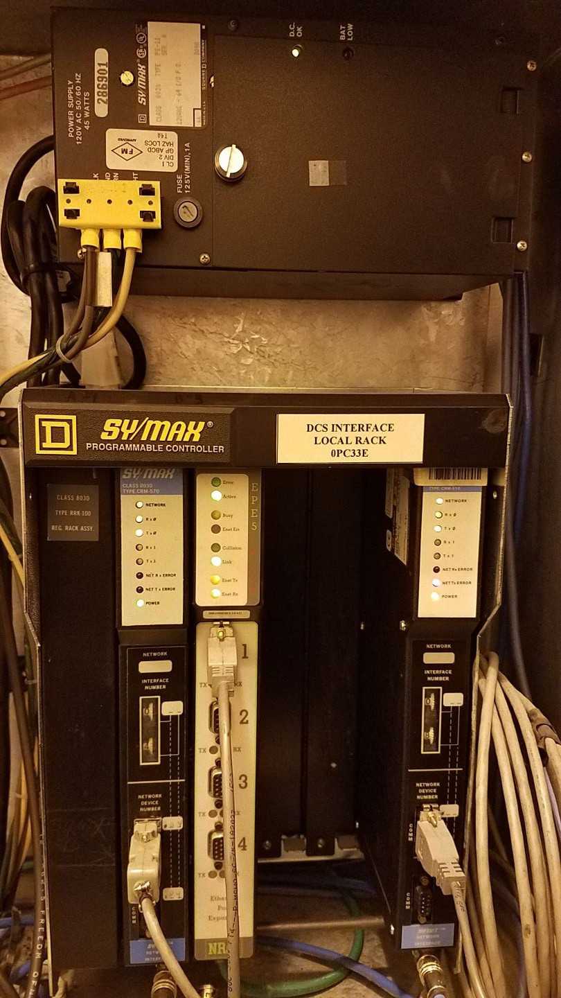 ELECTRICAL CONTROL CABINET SQUARE D SY/MAX CRM570 NETWORK INTERFACE ALLEN BRADLEY UNIVERSAL I/O - AUTOMATION & CONTROLS