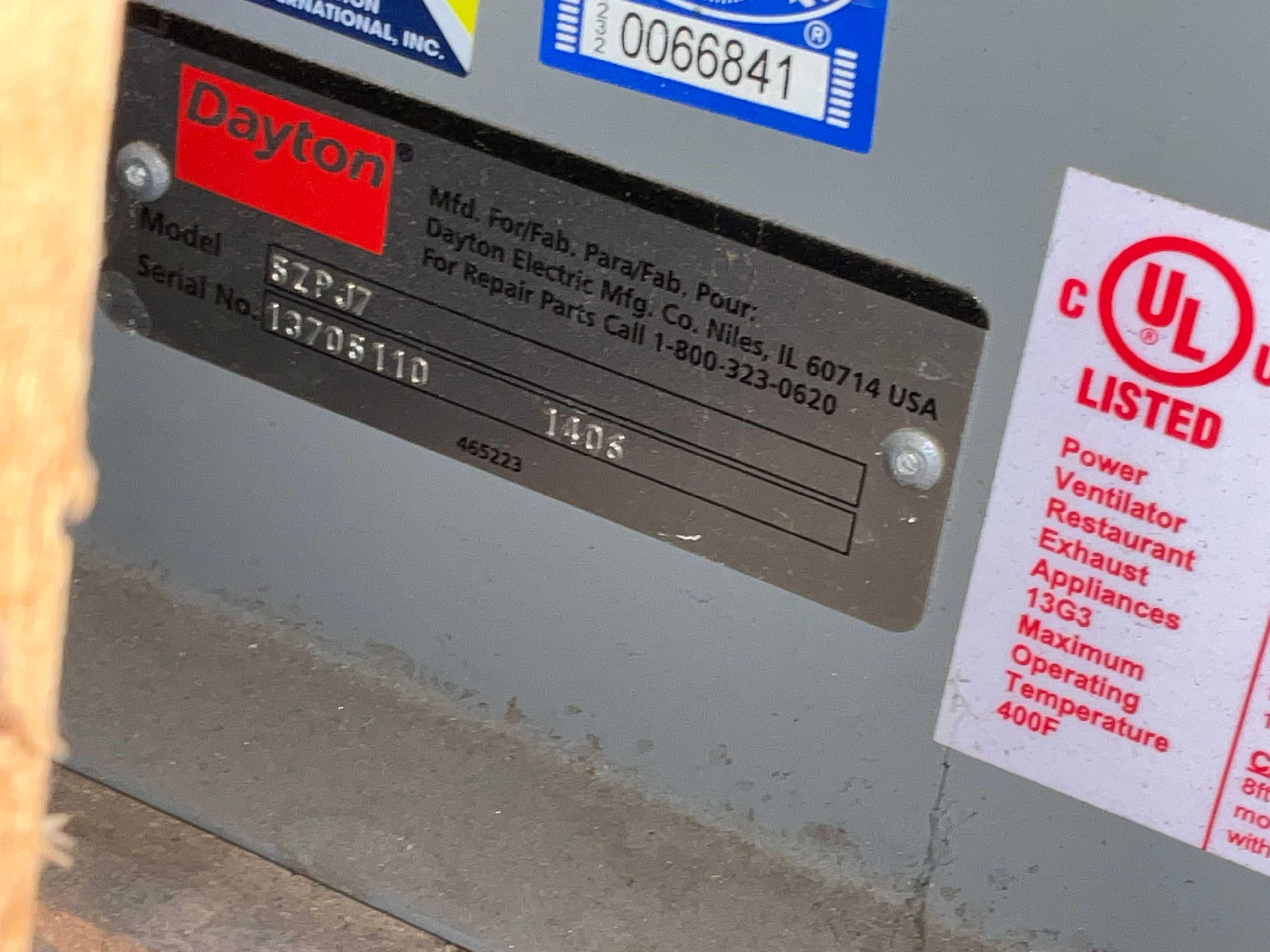 DAYTON 5ZPJ7 EXHAUST FAN - EXHAUST FAN
