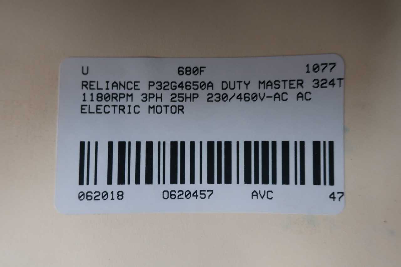 RELIANCE P32G4650A E-MASTER AC MOTOR 25HP 324T 1180RPM 230/460V-AC - ELECTRIC MOTORS