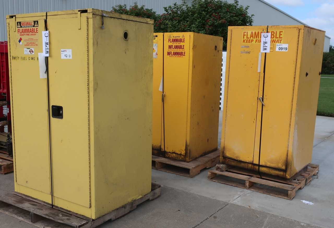 LOT OF 3 CHEMICAL SAFETY CABINETS - SAFETY EQUIPMENT