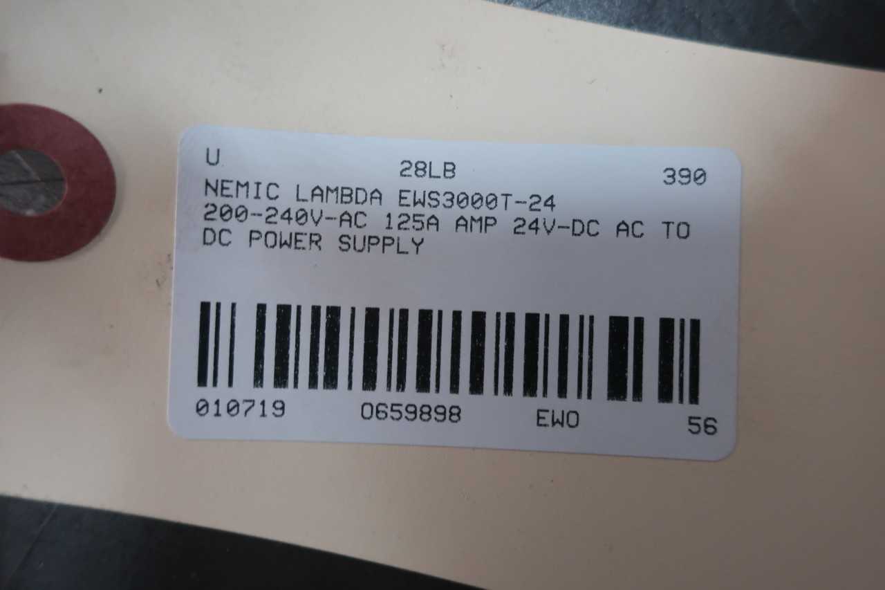 NEMIC LAMBDA EWS3000T-24 200-240V-AC 125A AMP 24V-DC AC TO DC POWER SUPPLY - ELECTRICAL COMPONENTS