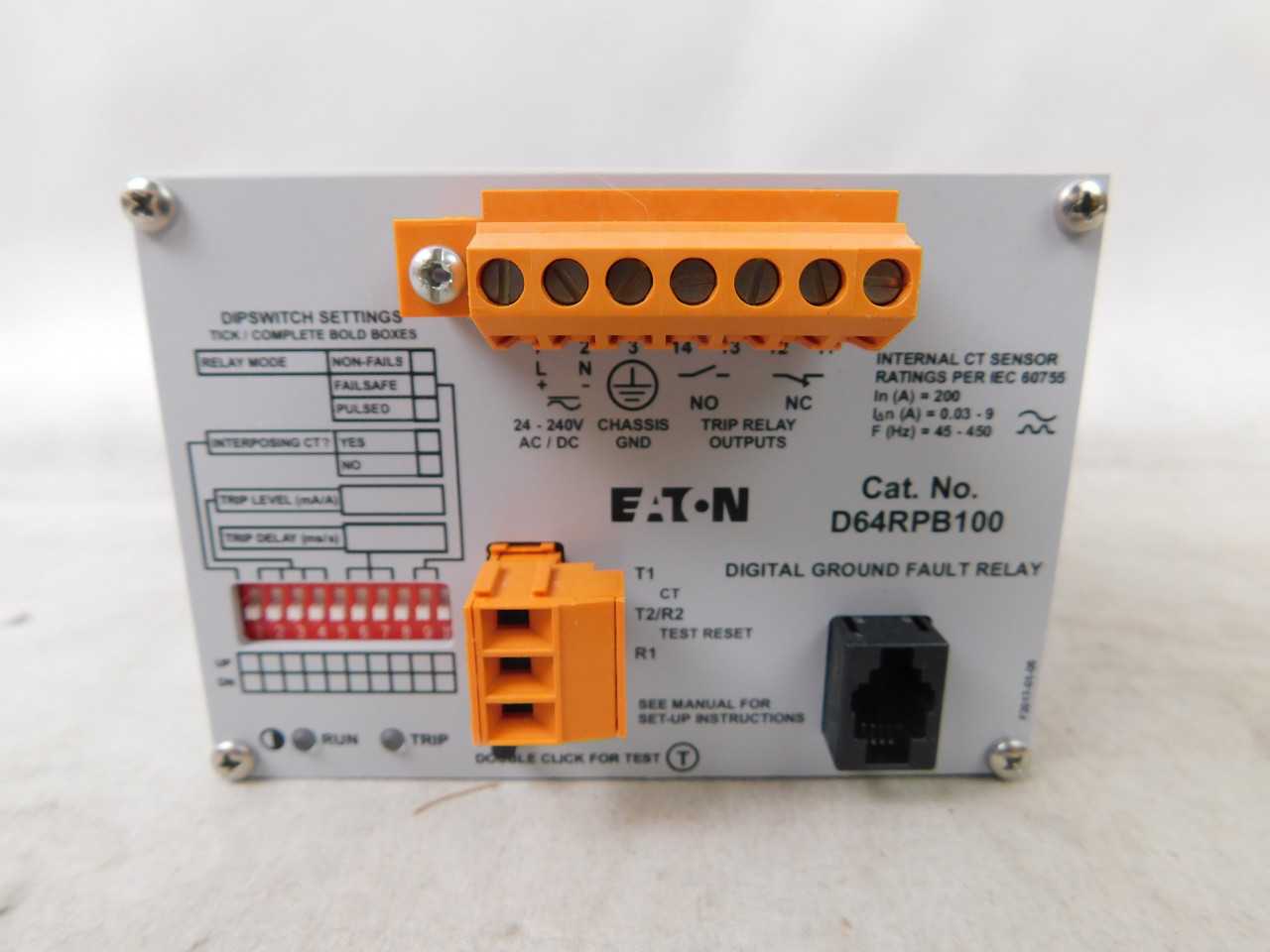Eaton D64RPB100 Digital Ground Fault Relay - ELECTRICAL COMPONENTS