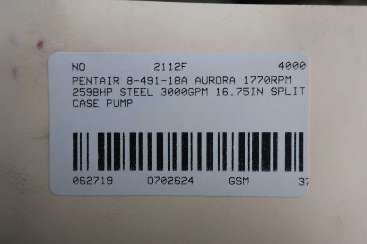 PENTAIR 8-491-18A AURORA 1770RPM 259BHP 8IN 3000GPM 16.75IN 12IN CENTRIFUGAL PUMP - CENTRIFUGAL PUMP