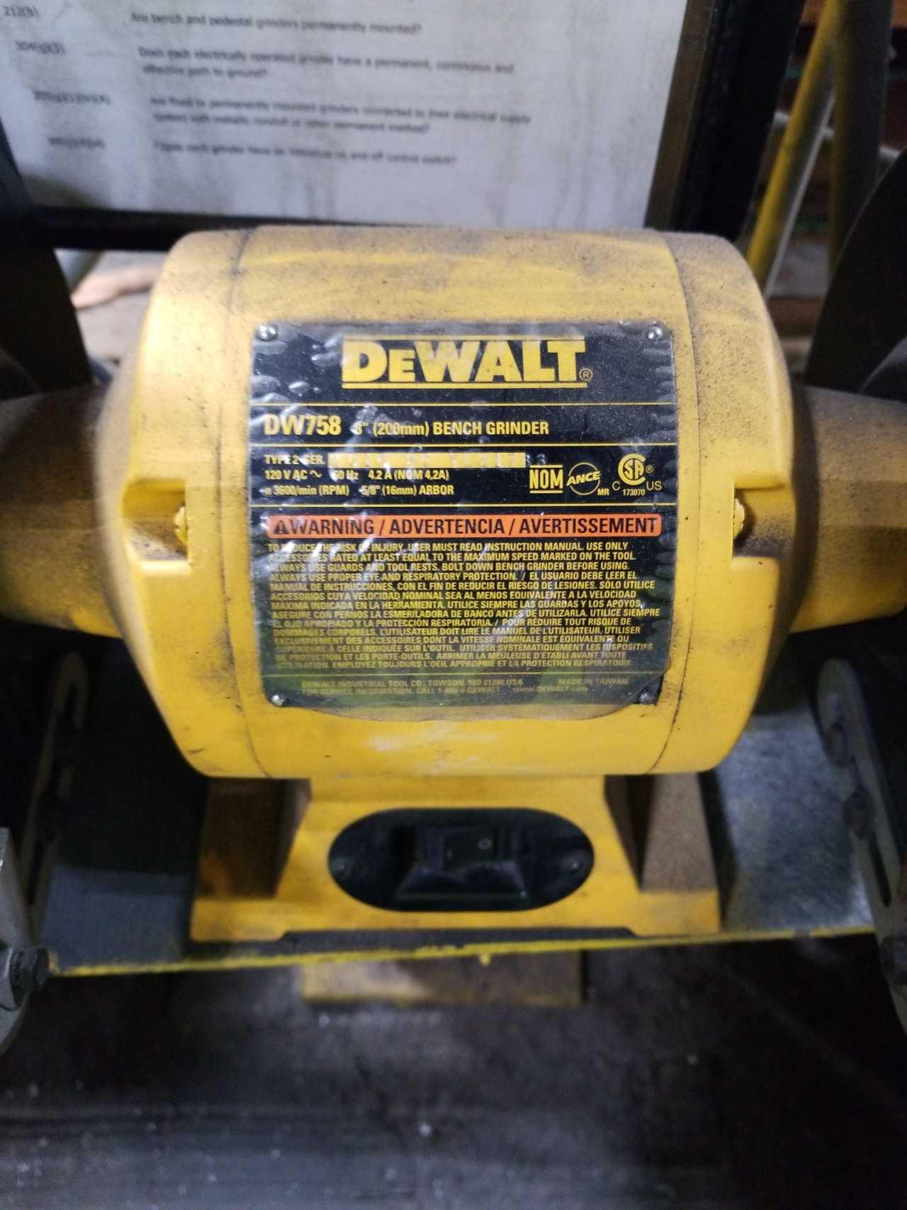 Dewalt DW758 Bench Grinder - BENCH GRINDERS