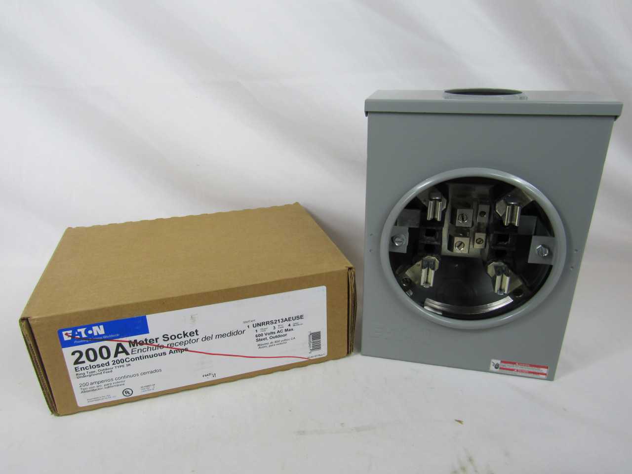 Quantity of 1 New Surplus Eaton UNRRS213AEUSE Meter Socket UNRRS 200A 600V 4 Jaws - INDUSTRIAL PARTS