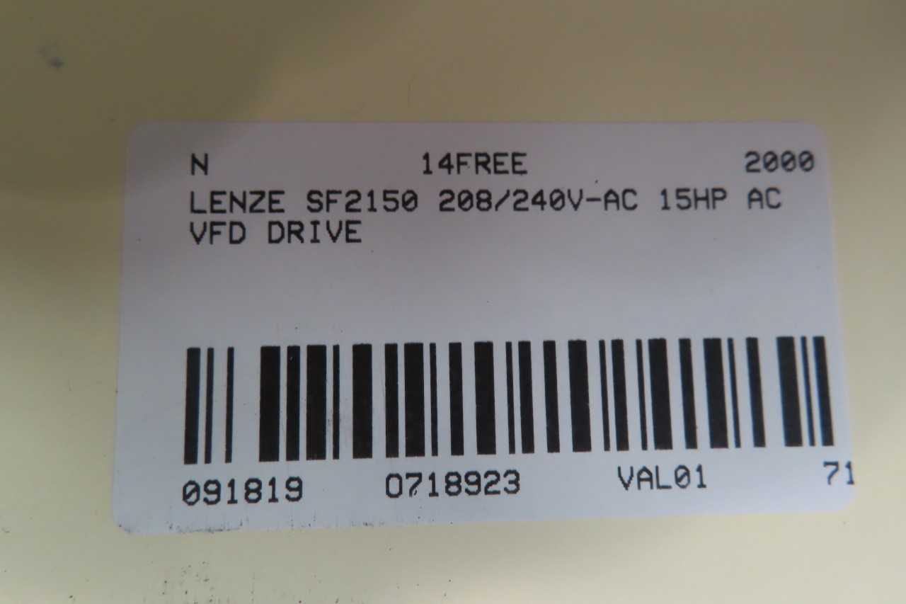 LENZE SF2150 AC VFD DRIVE 208/240V-AC 15HP - MOTOR DRIVES