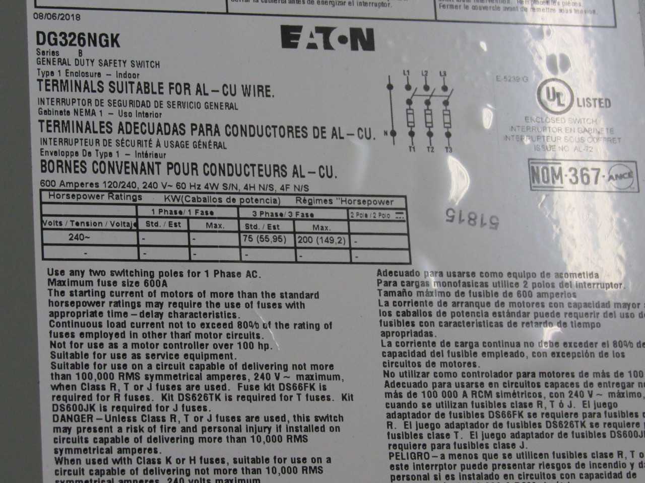 Eaton General Duty Safety Switch - SAFETY EQUIPMENT