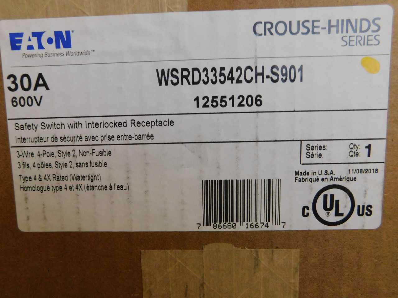 Eaton WSRD33542CH-S901 Safety Switch - ELECTRICAL COMPONENTS