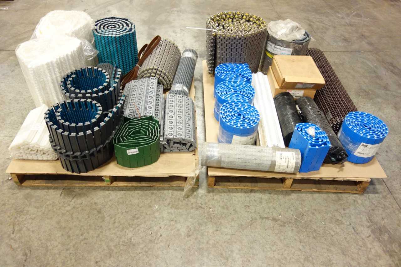 2 PALLETS OF ASSORTED CONVEYOR BELTS AND CHAINS - CONVEYORS