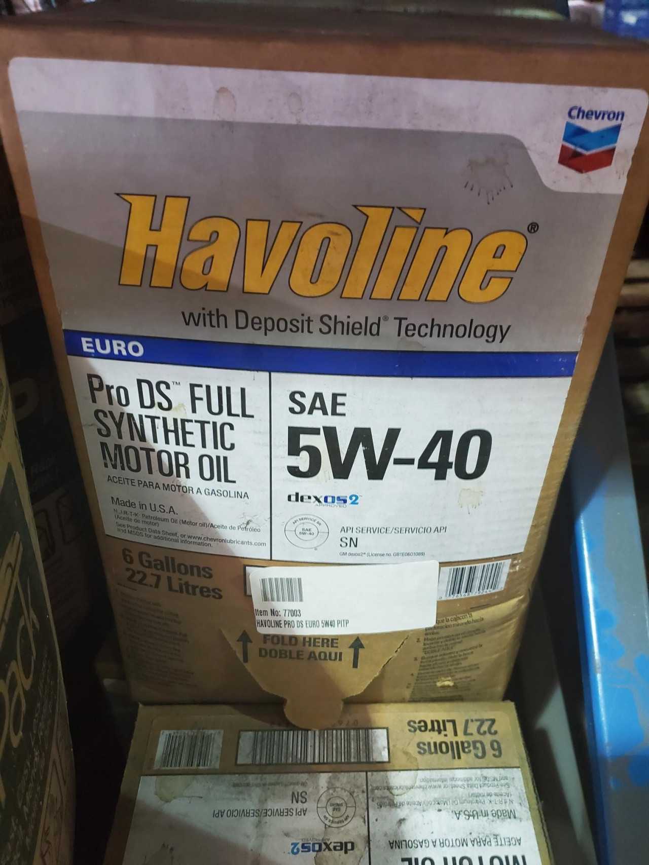 Lot of 3 Cases - HAVOLINE PRO DS FULL SYNTHETIC DEXOS 2 EURO 5W40 PITPACK 6GA (18 gallons total) - MISCELLANEOUS