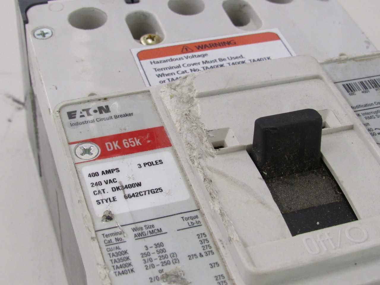 [SALVAGE - FOR PARTS ONLY] Eaton DK3400W MCCB DK 3P 400A - CIRCUIT BREAKERS