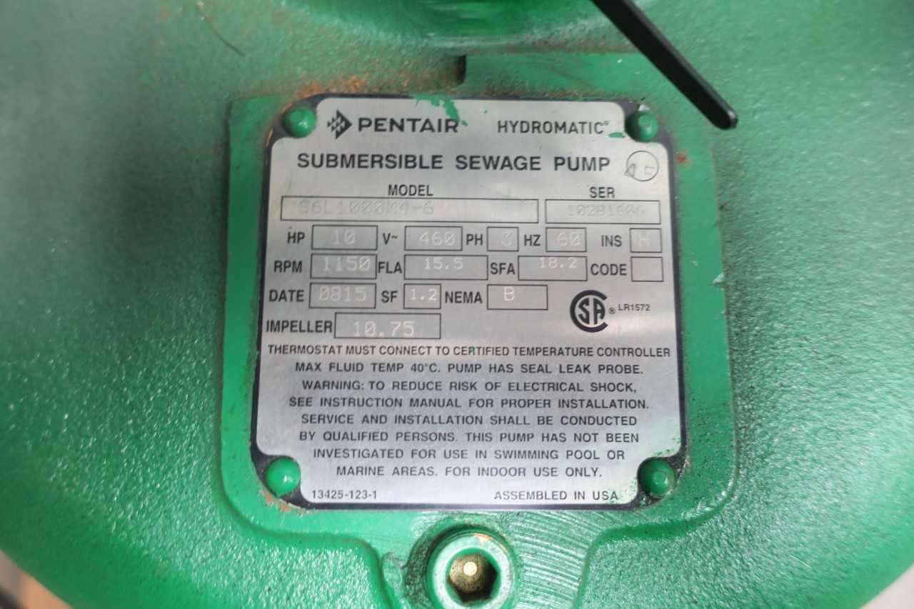 PENTAIR HYDROMATIC SEWAGE IRON SUBMERSIBLE PUMP - SUBMERSIBLE PUMP