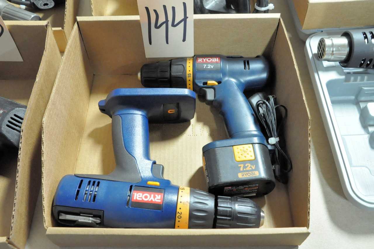 Lot 2 Ryobi Volt Cordless Rechargeable Drills with 1 Battery and Charger in 1 Box - ELECTRIC POWER TOOLS