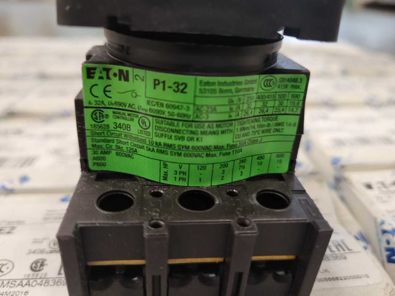 [Eaton - 236QTY] "P1-32/EZ" 3P 32A On/Off Rotary Switch - ELECTRICAL COMPONENTS