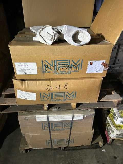 Bulk Lot of NFM Dust Collector 4.625” x 120” Pulse Bag Filters QTY 9 Cases on 1 Pallet - DUST COLLECTOR