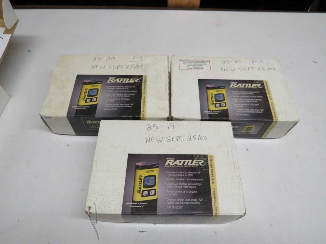 LOT OF 3 RATTLER T40 HYDROGEN SULFIDE SINGLE GAS MONITOR - ELECTRIC POWER TOOLS