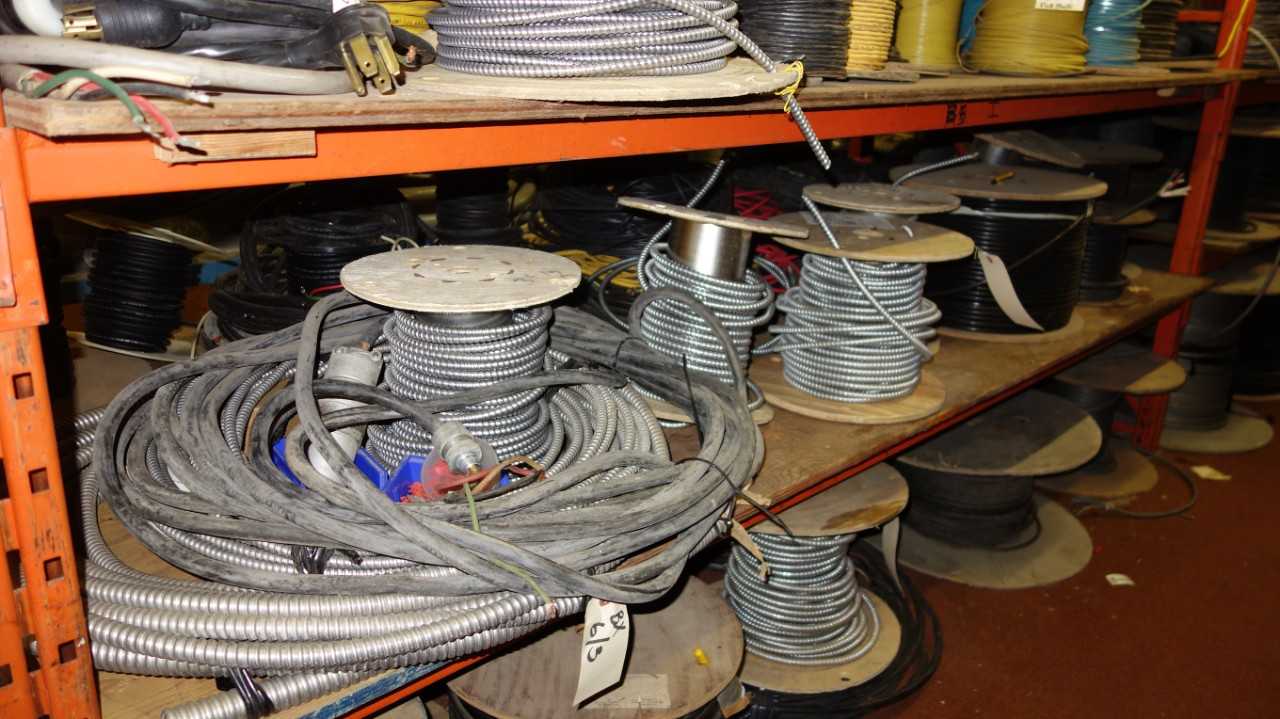 LOT OF ASSORTED SPOOLS OF WIRE - ELECTRICAL COMPONENTS
