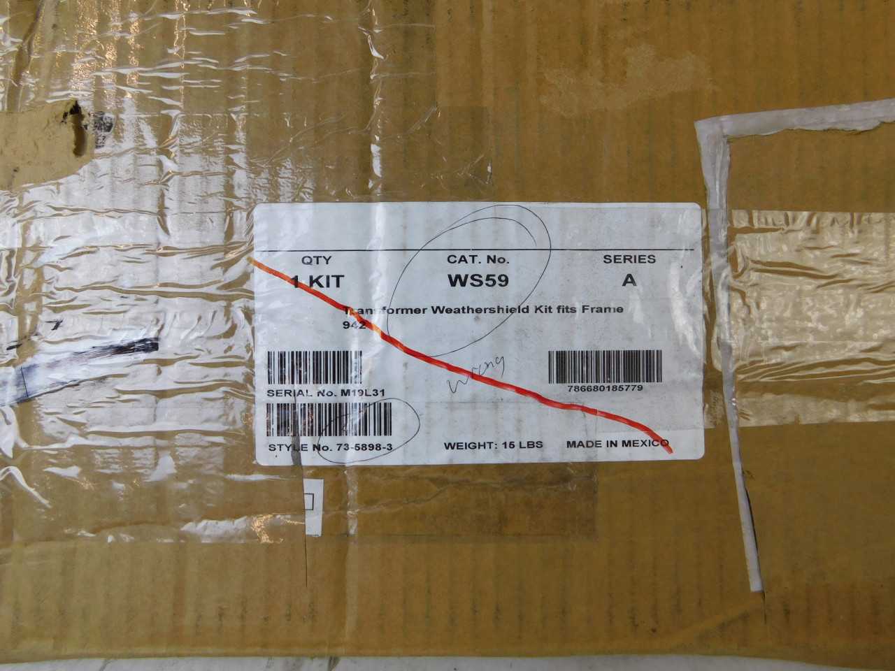 (1) Eaton WS59 Transformer Accy Frame & (1) Eaton WS62 Transformer Accy Frame - CONTROL TRANSFORMERS