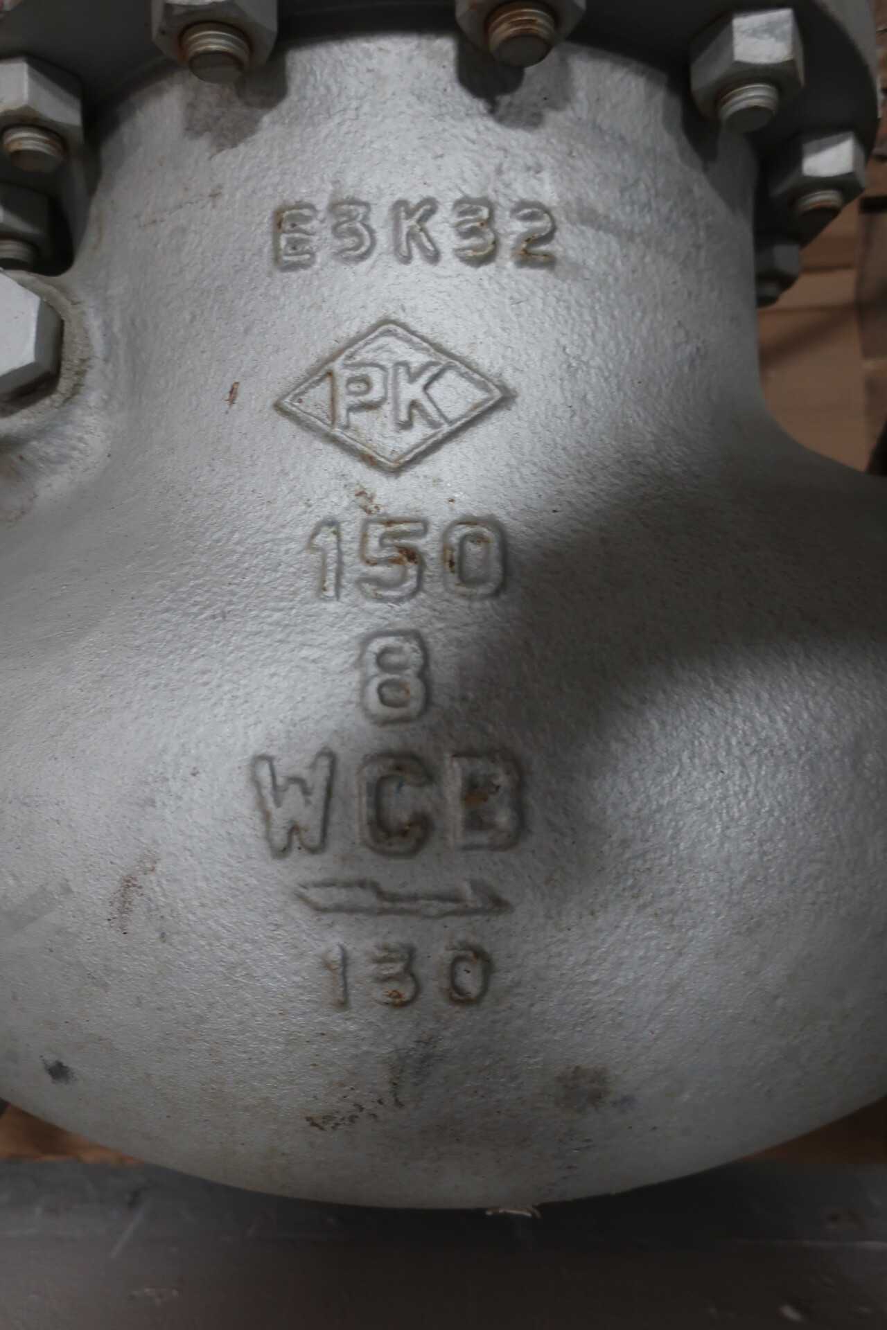 LOT OF 2 ASSORTED VALVES BONNEY FORGE 6-61-RF STEEL FLANGED CHECK VALVE 6IN 600, PK VALVE 152RF8 STEEL FLANGED CHECK VALVE 8IN 150 - CHECK VALVE