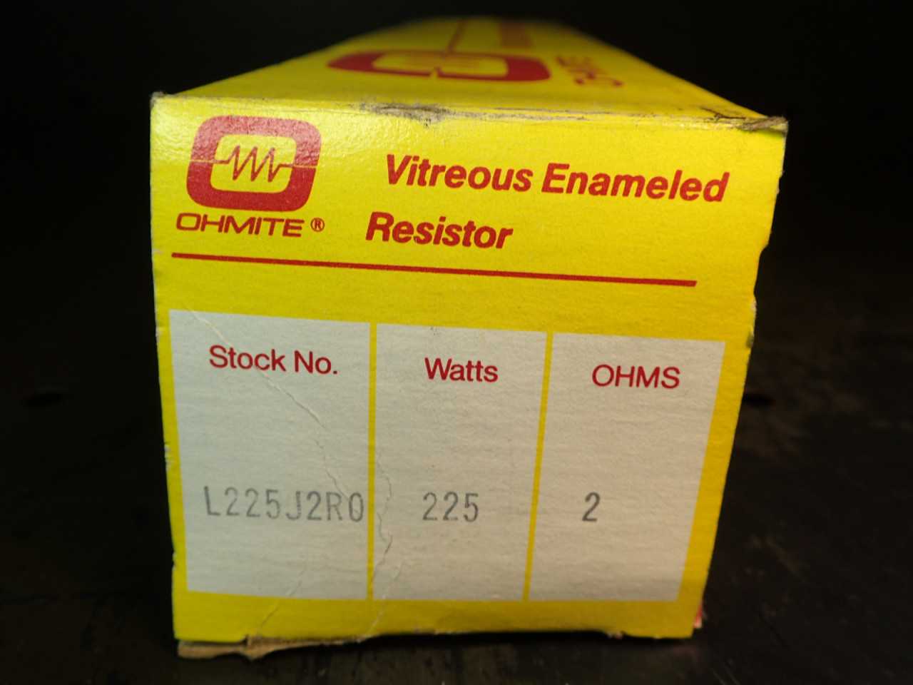 Ohmite L225J2RO 225W 2 OHM Vitreous Enameled Resistor, NOS - New Old Stock - ELECTRICAL COMPONENTS