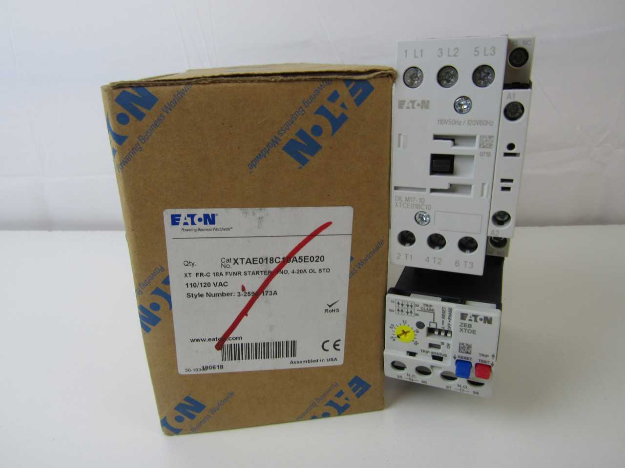 Quantity 3 of Eaton XTAE018C10A5E020 Non-Reversing Starter - MOTOR STARTERS