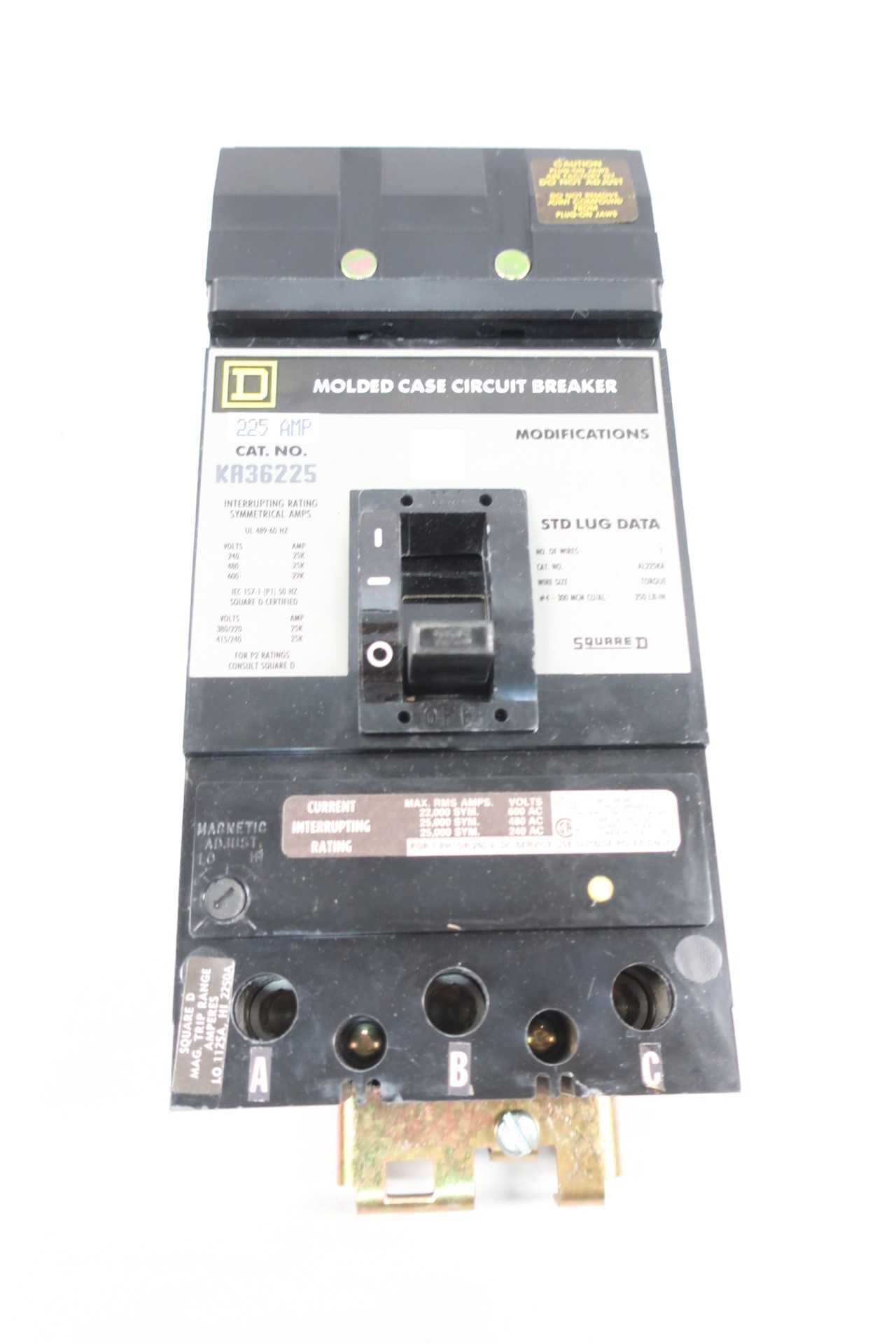 SQUARE D KA36225 3P 225A AMP 600V-AC MOLDED CASE CIRCUIT BREAKER - CIRCUIT BREAKERS
