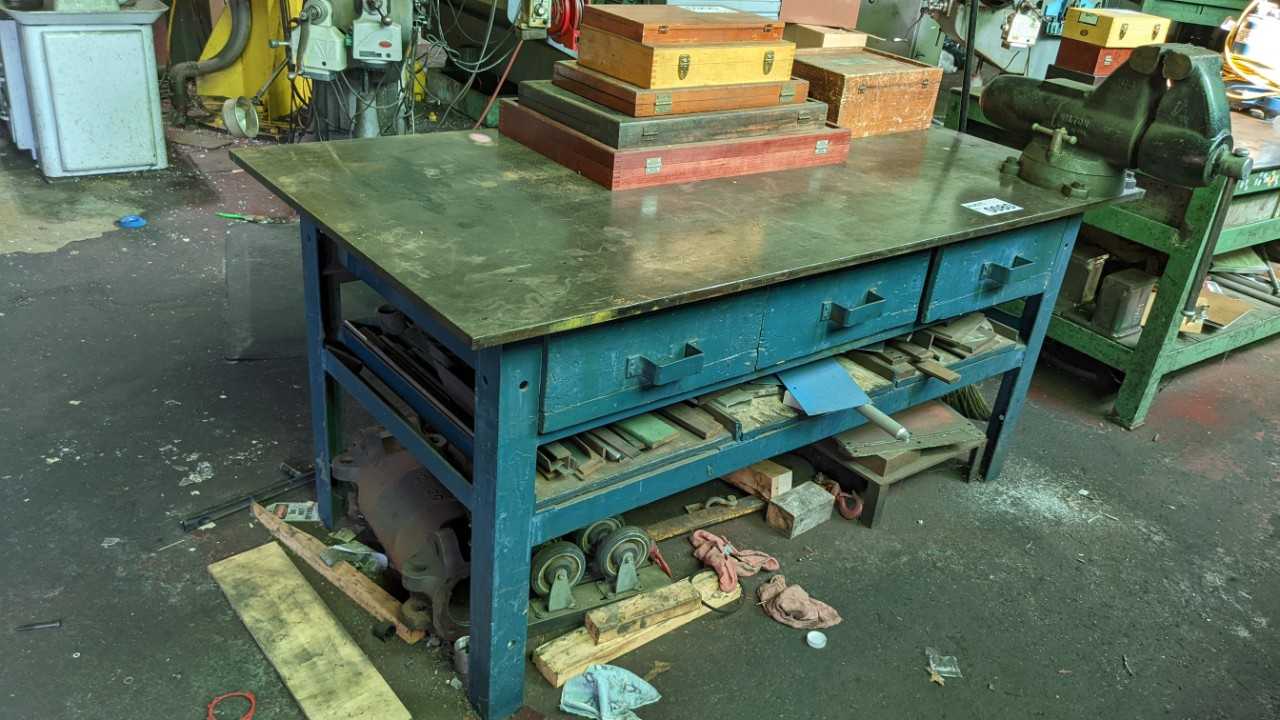 Metal 74" x 38" work table with walton heavy duty vice - PLANT & FACILITY EQUIPMENT