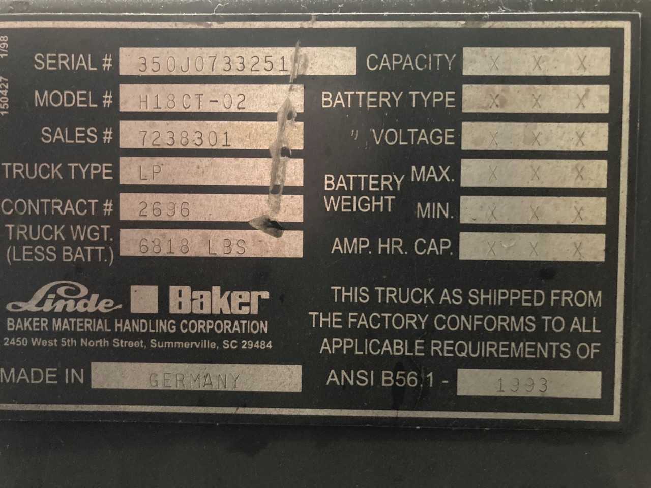1993 Linde H18-CT-02 forklift - FORKLIFTS