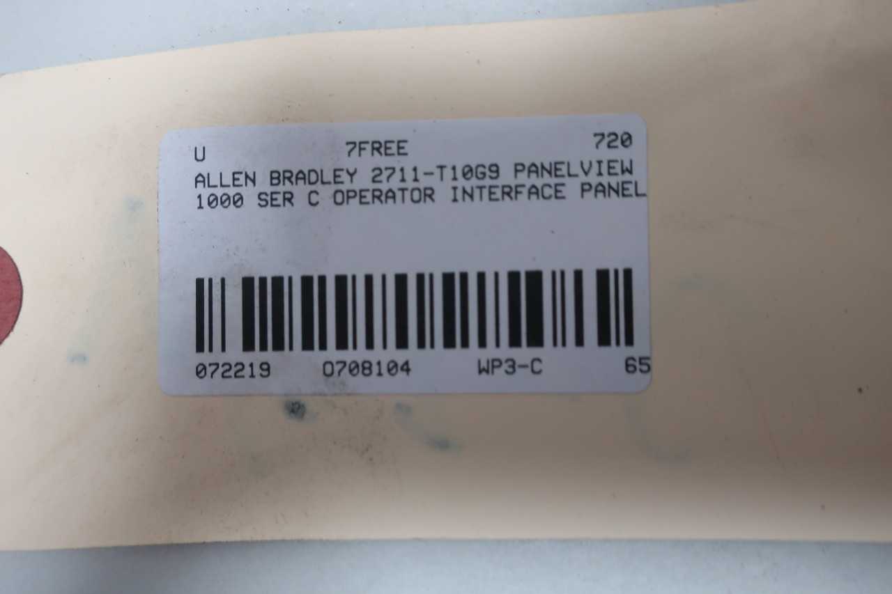 ALLEN BRADLEY 2711-T10G9 PANELVIEW 1000 SER C OPERATOR INTERFACE PANEL - AUTOMATION & CONTROLS