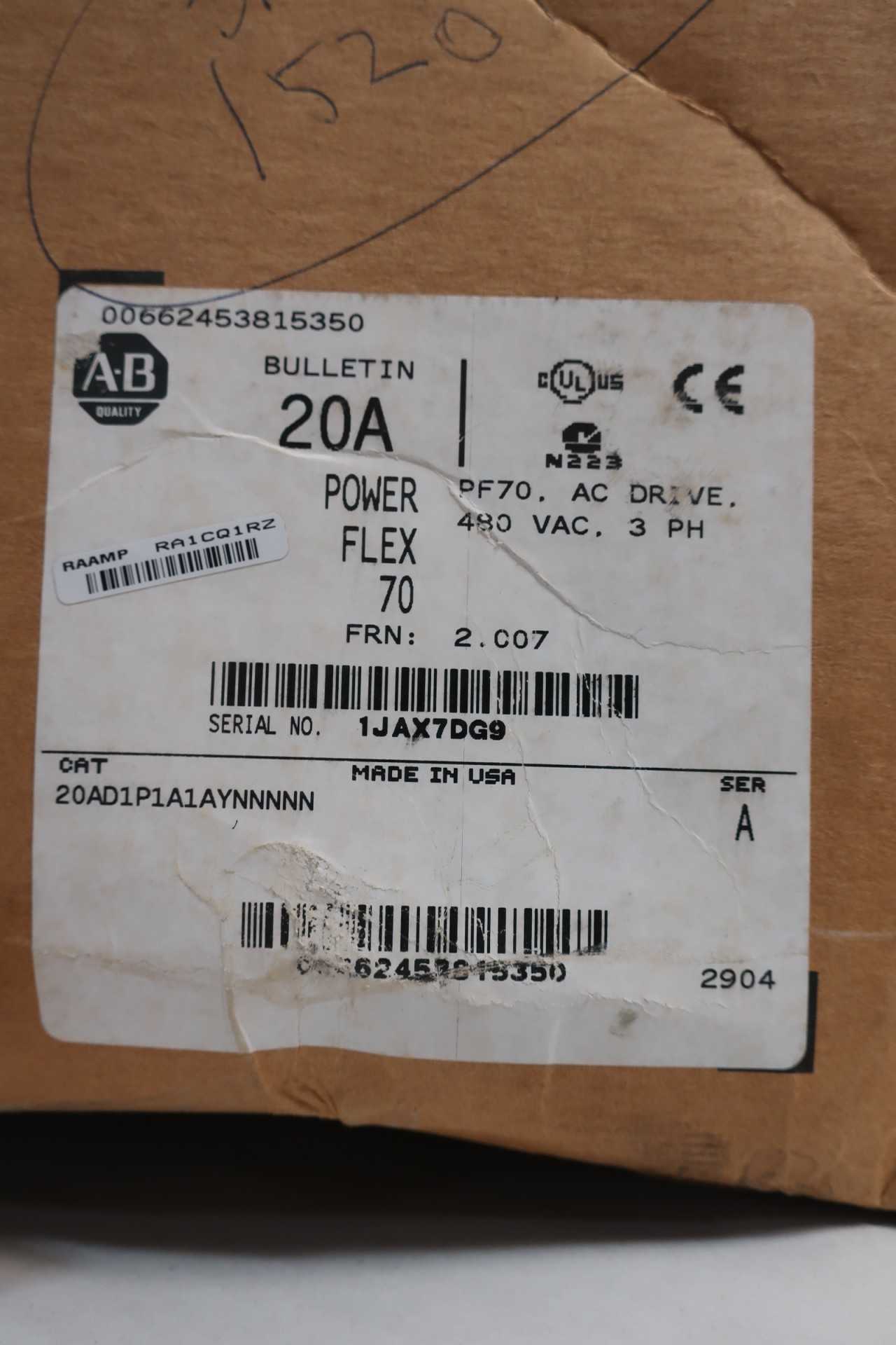 Allen Bradley 20AD1P1A1AYNNNNN Powerflex 70 0-400hz 1/2hp 0-460vac Drive - MOTOR DRIVES