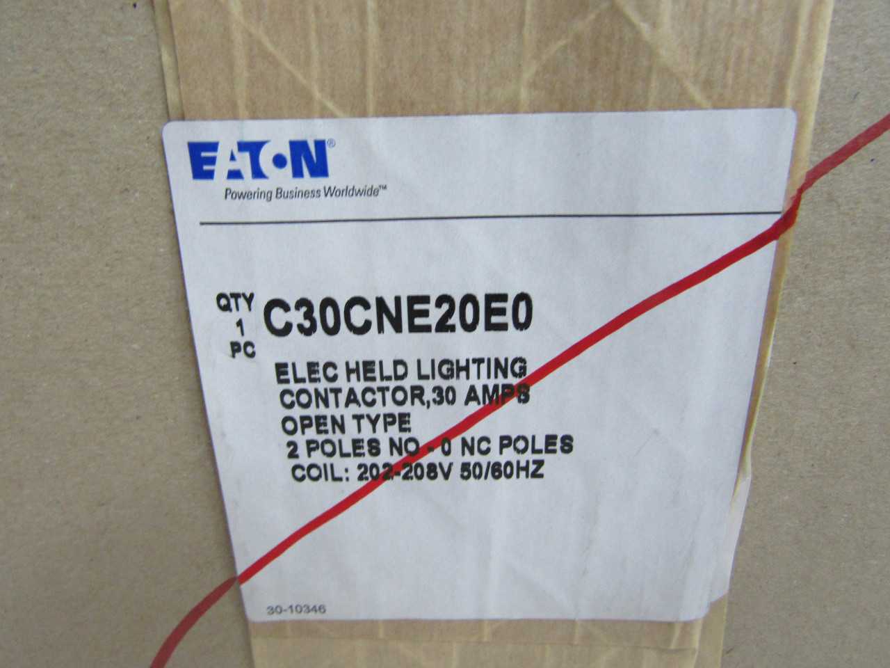 Quantity of 2 New Surplus Eaton C30CNE20E0 Lighting Contactor 2P 29 208V - CONTACTORS