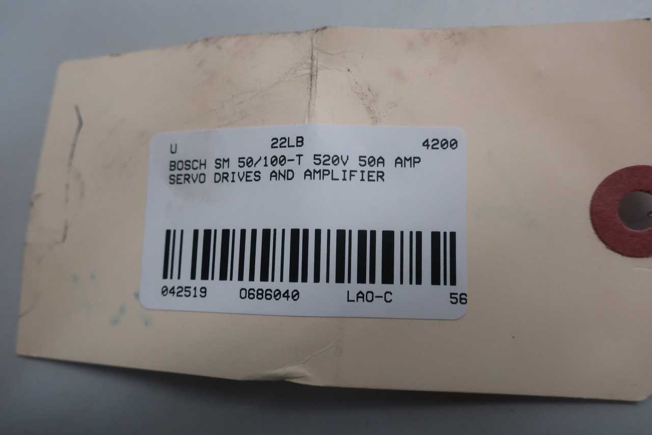 BOSCH SM 50/100-T 520V-DC 50A AMP SERVO DRIVES AND AMPLIFIER - SERVO