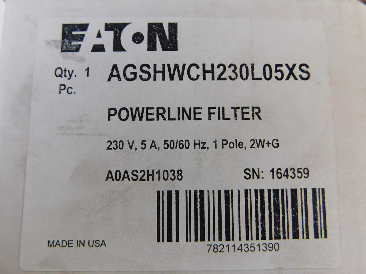 Quantity 1 of Eaton AGSHWCH230L05XS SPD Powerline Filter 5A 230V - ELECTRICAL COMPONENTS
