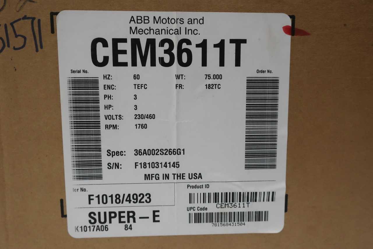 BALDOR CEM3611T RELIANCE 182TC 3PH 3HP 1760RPM 230/460V-AC MOTOR - ELECTRIC MOTORS