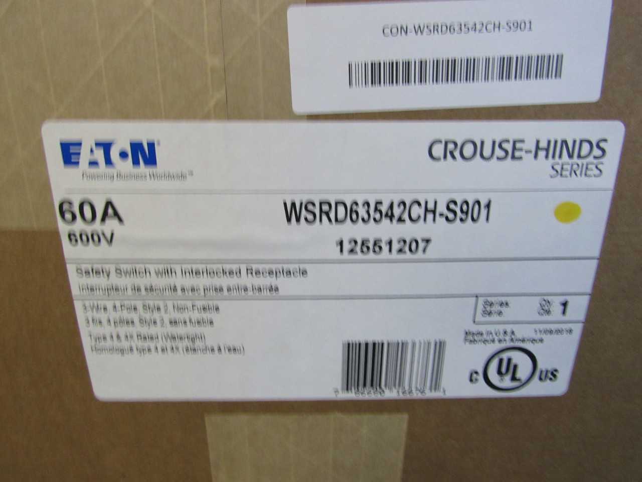 10 x Eaton WSRD63542CH-S901 Safety Switches - SAFETY EQUIPMENT