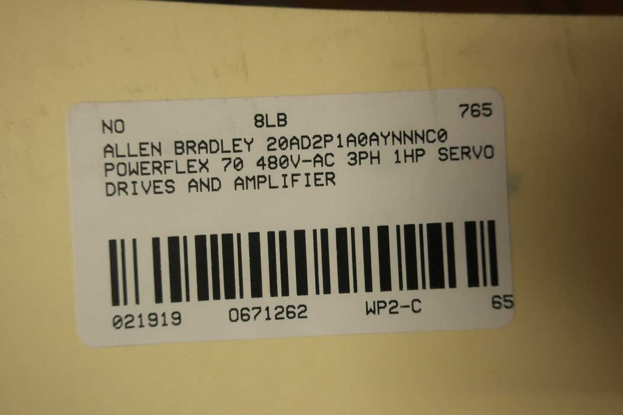 ALLEN BRADLEY 20AD2P1A0AYNNNC0 POWERFLEX 70 AC DRIVE SER A 0-400HZ 0-460V-AC 1HP - MOTOR DRIVES