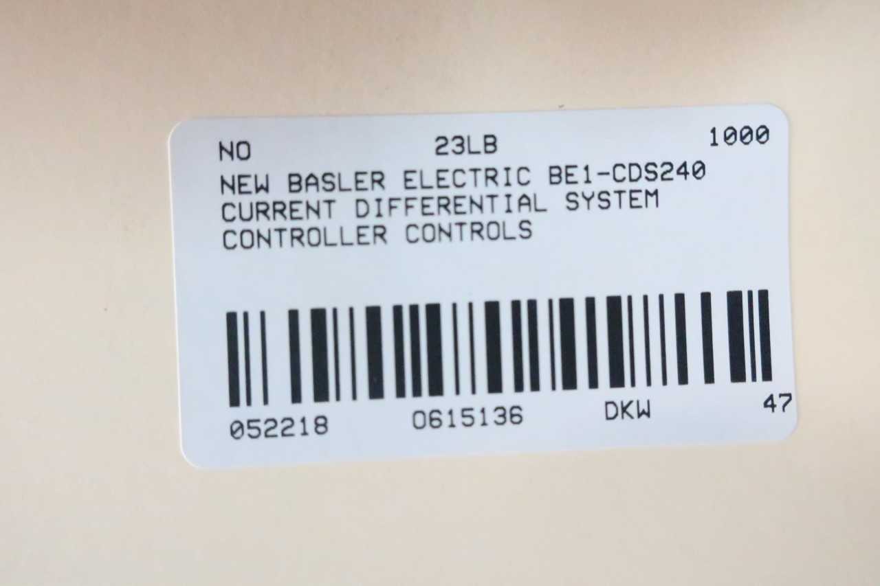 BASLER ELECTRIC BE1-CDS240 CURRENT DIFFERENTIAL SYSTEM - AUTOMATION & CONTROLS
